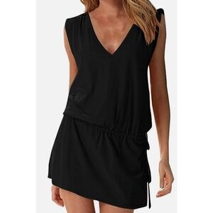 Swimsuit cover dress 2xl black